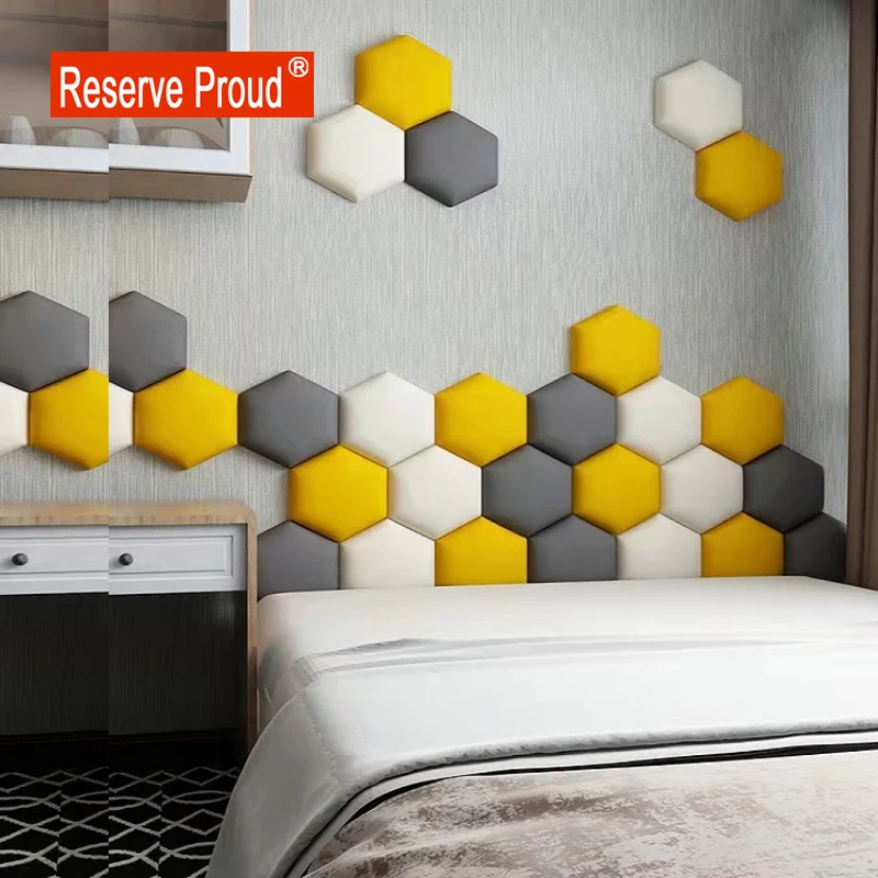 

Multi-colour Hexagonal Headboard Bed Soft Bag Set 3D Wall Sticker Tatami Bed Headboards Wall Decor Aesthetic Home Decoration Art