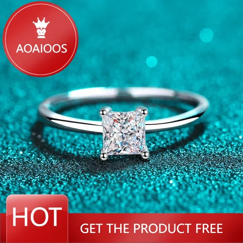 

DRring 0.6ct 4.5mm Princess Cut Moissanite Solitaire Ring for Women Colorless High Quality 100% S925 Sterling Silver Band GRA