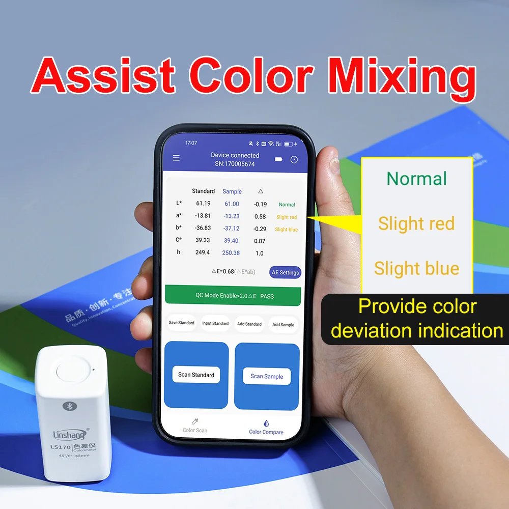 Portable Colorimeter for Coating Color Checker Pantone Ncs Ral Cmyk 45&deg;/0&deg; LS170