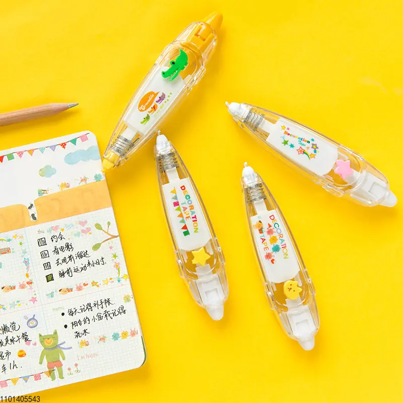 귀여운 동물 오션 월드 푸시 장식 교정 테이프, 스크랩북 플래너 저널, DIY 학교 사무실 어린이 문구