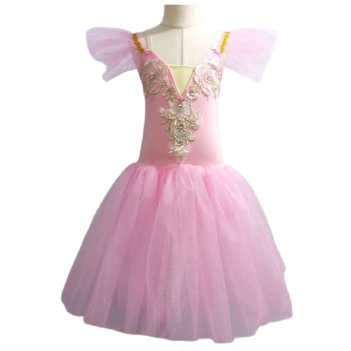 

Pink Long Ballet Dress TUTU Skirts Belly Costumes Dance Clothes For Children Performance
