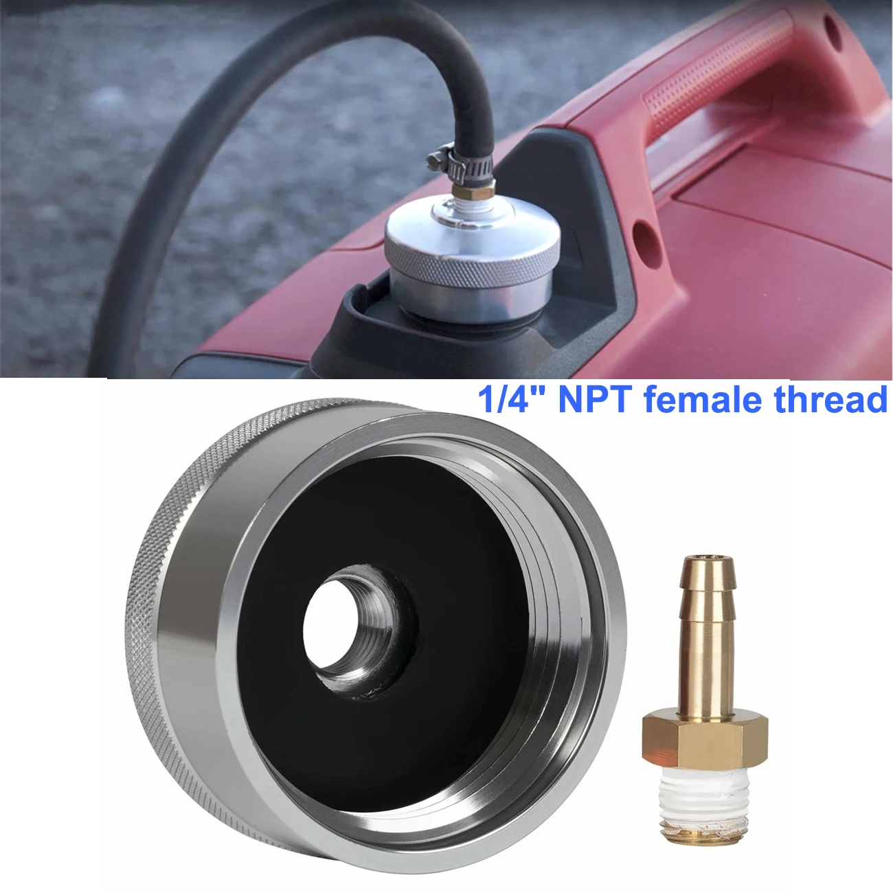 2 Pc Generator Extended Run Fuel Cap for Yamaha EF2000is, EF1000is, Coleman pm2000i, Powerhorse 2000, Ai Power sua2300i Aluminum