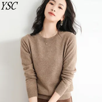 Winter Classic Style Cashmere Pullover Fashion Merino Wool Sweater Round Neck Long Sleeve Knitwear Soft Warm Basic' Clothing Top