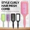 Curly Hair Brush Hollow out Grid Curl Define Styling Brush Beard Comb Styling Detangling Brush Multi-function Home Styling Tool