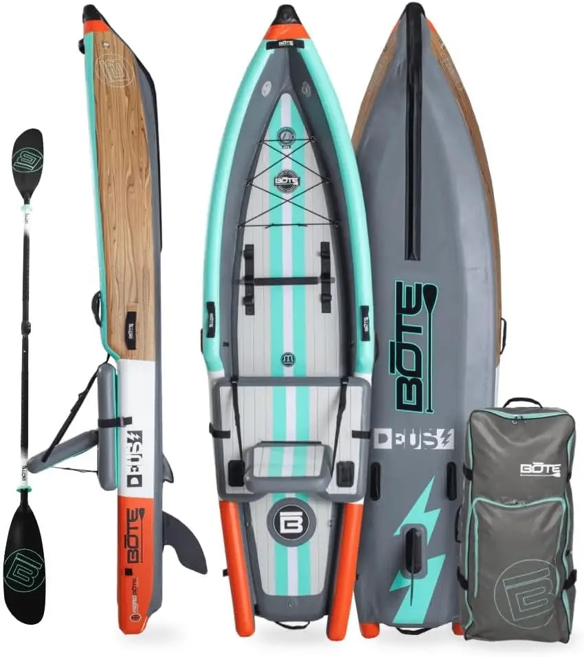 Deus Aero Inflatable MagnePod Compatible Kayak for Adults Kids includes Travel Bag 1 Person Single Rider Blow Up Kayaking