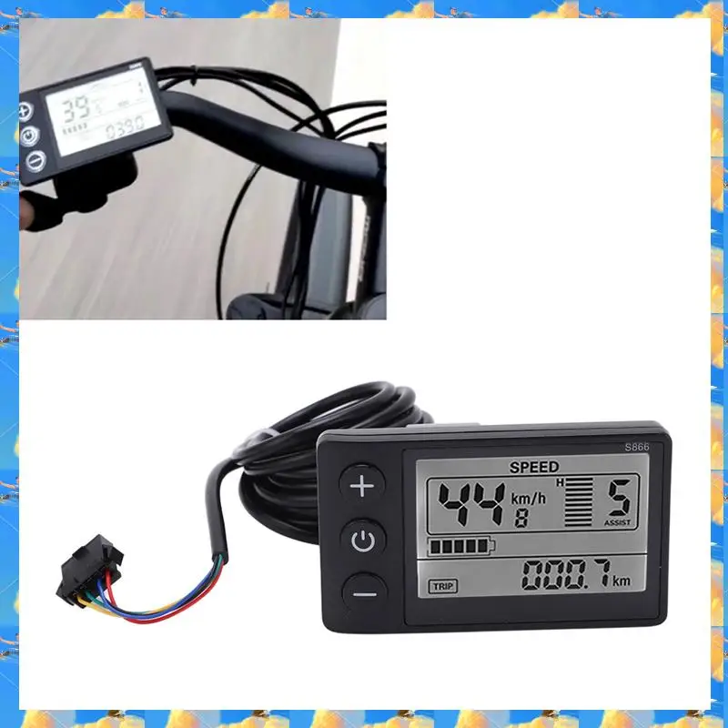 Sportrush-S866 전기 자전거 디스플레이 LCD 미터 24V 36V 48V 전기 스쿠터 제어판 SM 플러그 포함 전기 자전거 LCD 디스플레이