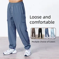 2024 new men's casual slacks Korean version of the trend with pants summer thin drop feeling wide-legged cargo pants 1