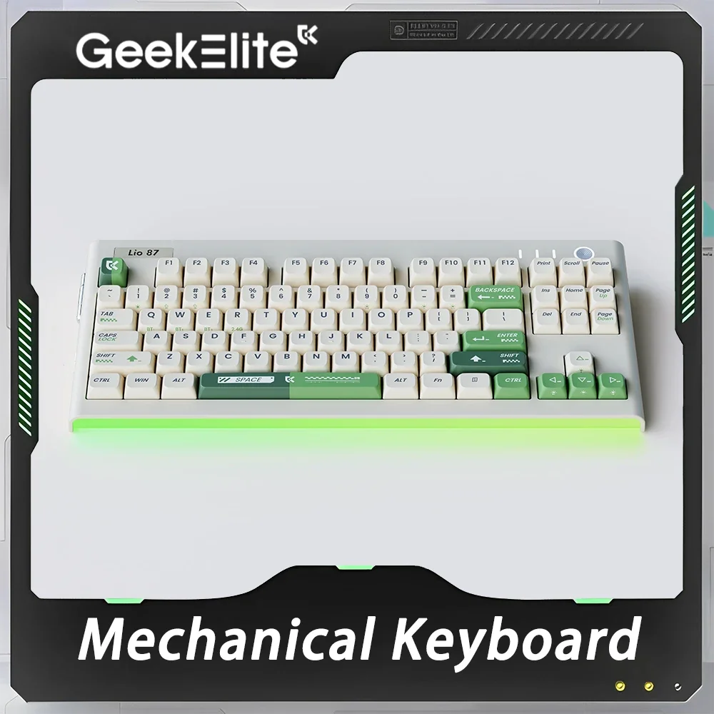 

GeekElite Lio87 Mechanical Keyboard Three Mode RGB Light Bar Hot Swap Wireless Gaming Keyboard Custom 5000mAh Pc Gamer Office