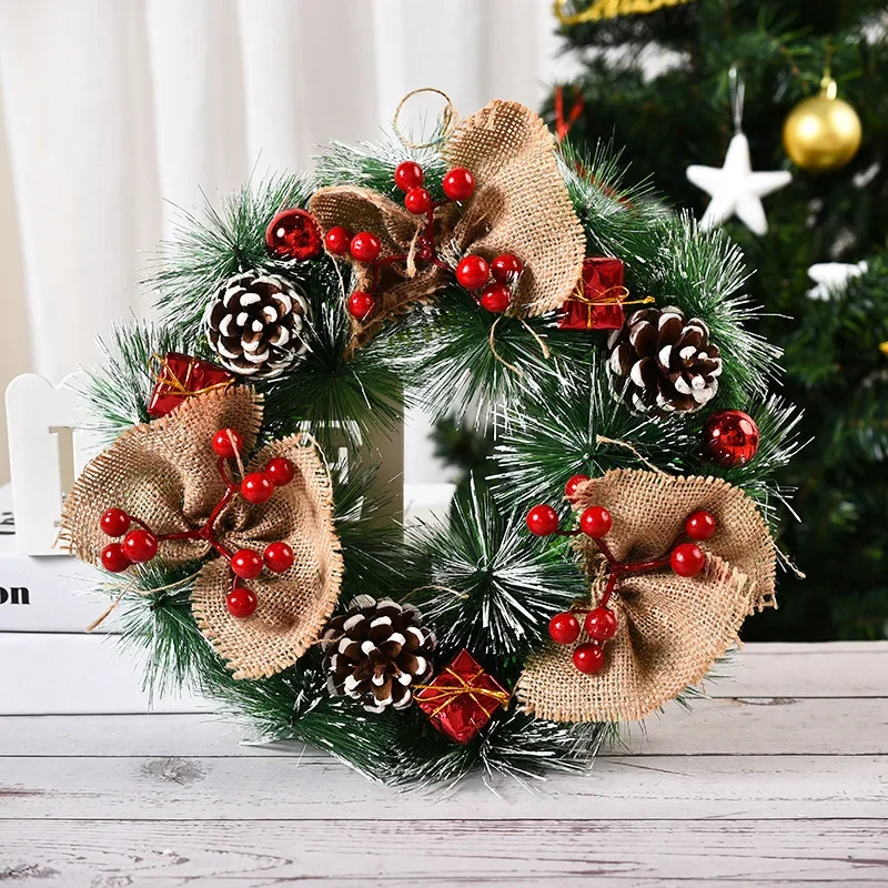 

Christmas Wreath DIY Christmas Decor Door Hanging Pendant Xmas Tree Decoration Artificial Wreath Home Party Decoration Garlands
