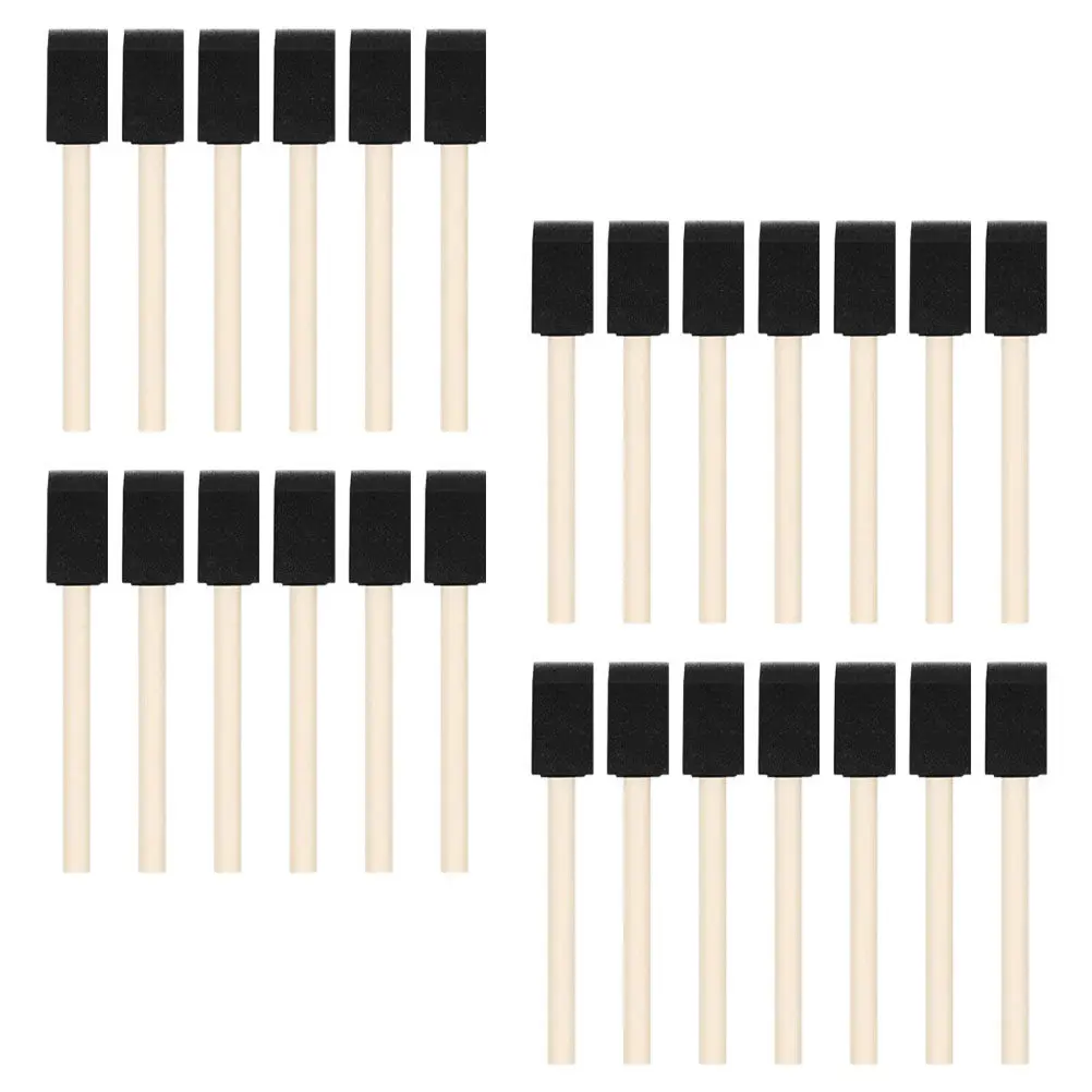 40Pcs 폼 페인팅 스폰지 브러쉬 나무 손잡이 부드러운 흡수성 DIY 미술 용품 ??수채화 아크릴 오일 구아슈 공예품