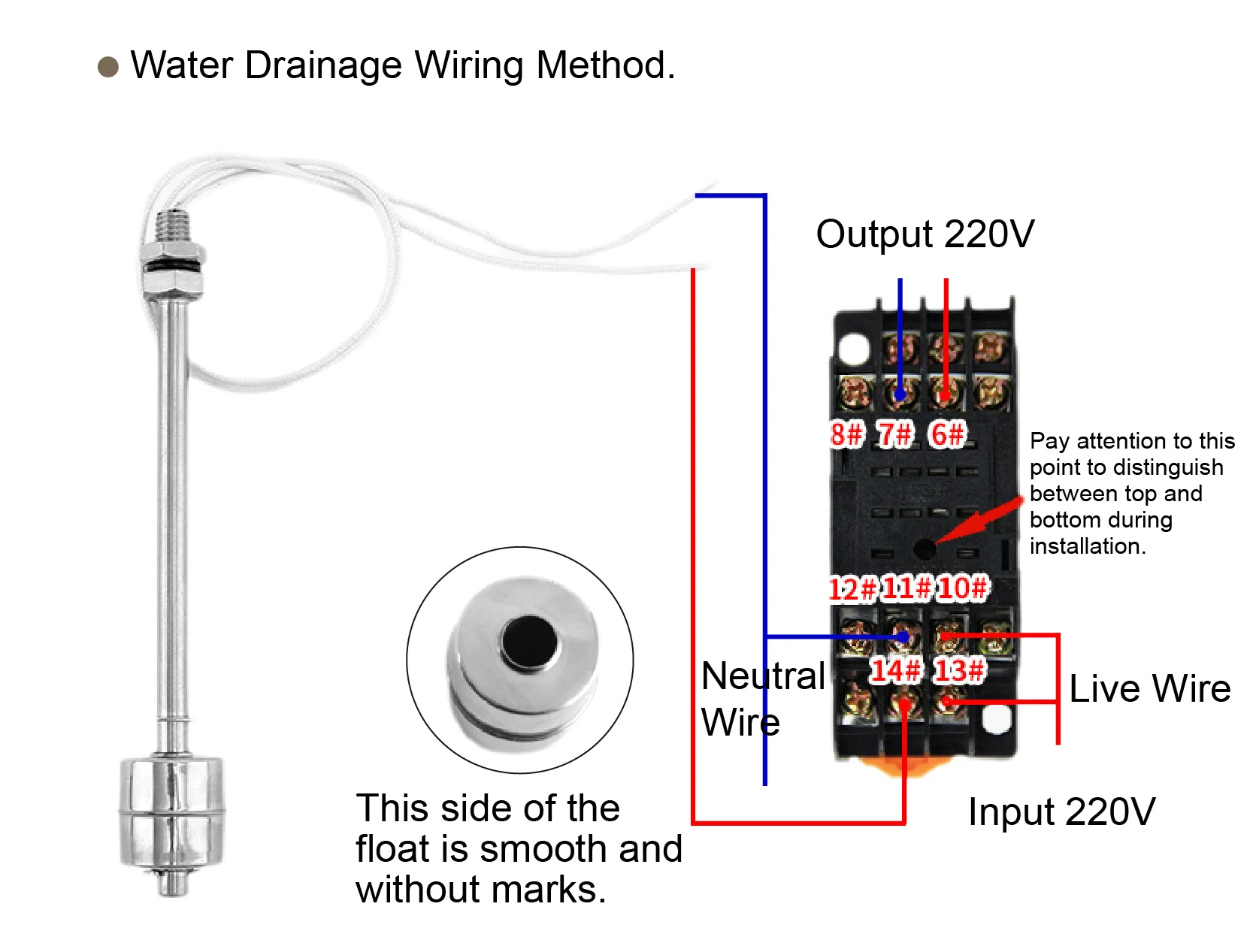AC110V AC220V Float Level Switch 304 Stainless Steel Liquid Water Tank Sensor Ve