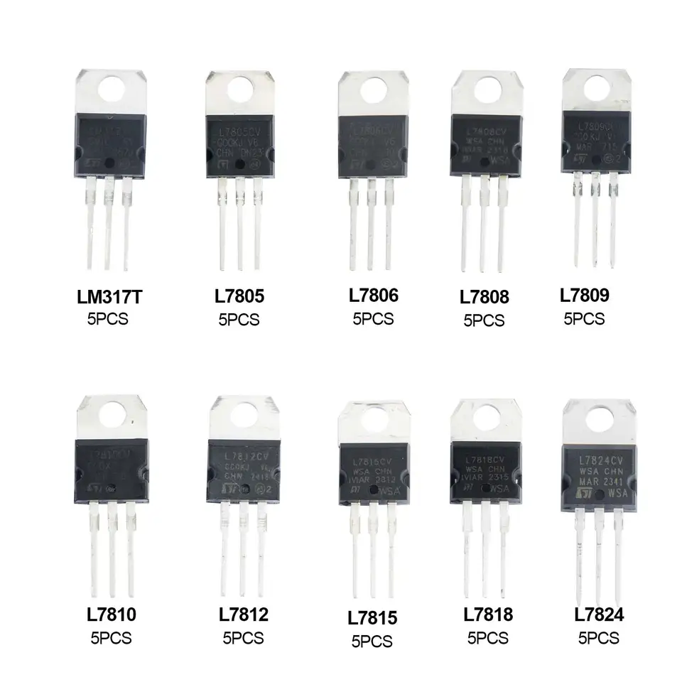 50pcs Voltage Regulator Kit 10 values T0-220 Stabilivolt LM317T L7805 L7806 L7808 L7809 L7810 L7812 L7815 L7818 L7824 image 2