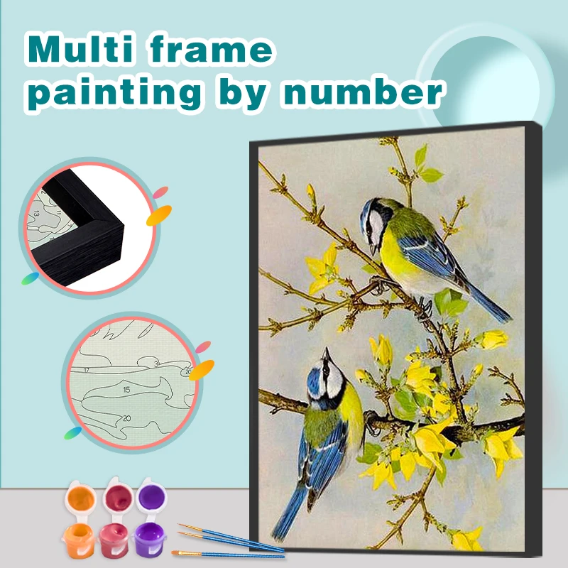 Gatyztory Paint By Number Oriole Multi Aluminium Frame Handpainted Art