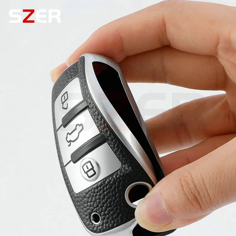 Premium Leather TPU Car Key Cover Case - Stylish and Durable Key Fob Shell Accessories
