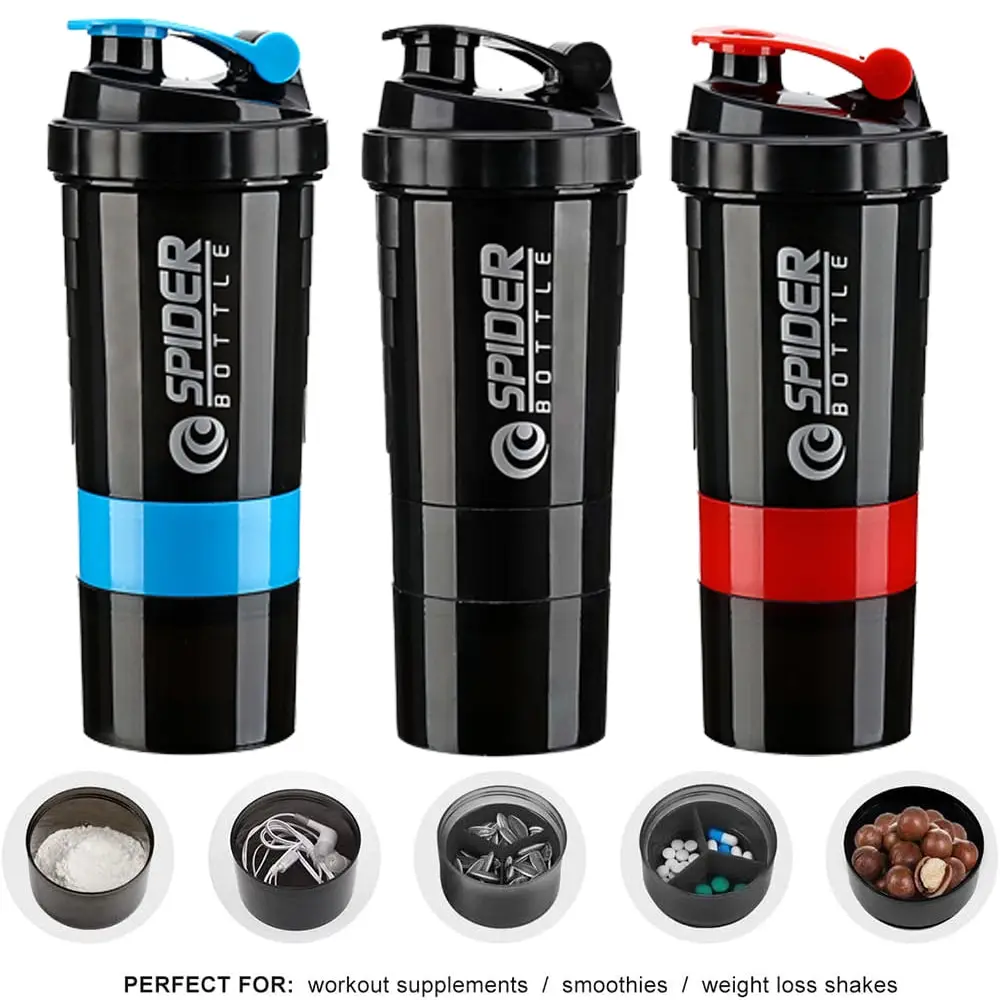 Protein Shaker Cup 3 Layers Shaker Protein Bottle Powder Shake Cup for Body Building Exercise