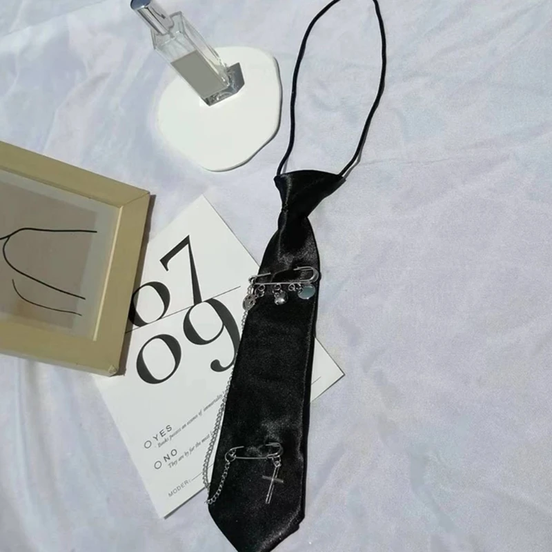 

Женский галстук-рубашка, крутой узкий галстук в стиле Харадзюку, металлическая цепочка, студенческий галстук в консервативном в