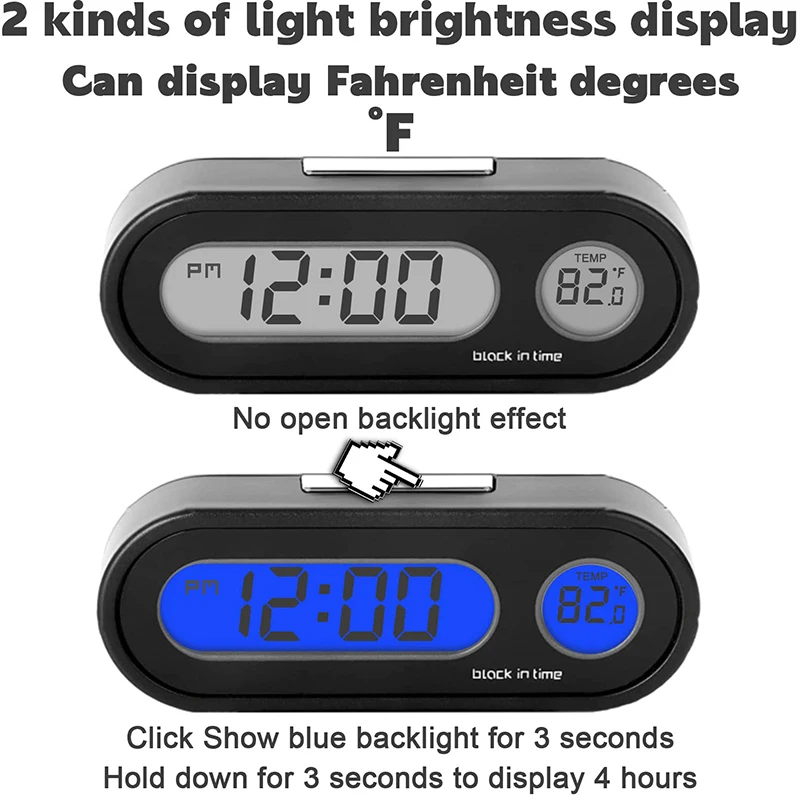 2 in 1 elektronische Auto Uhr Thermometer Zeituhr Auto Uhren leuchtende  LCD-Digital anzeige Armaturen brett Styling Zubehör - AliExpress