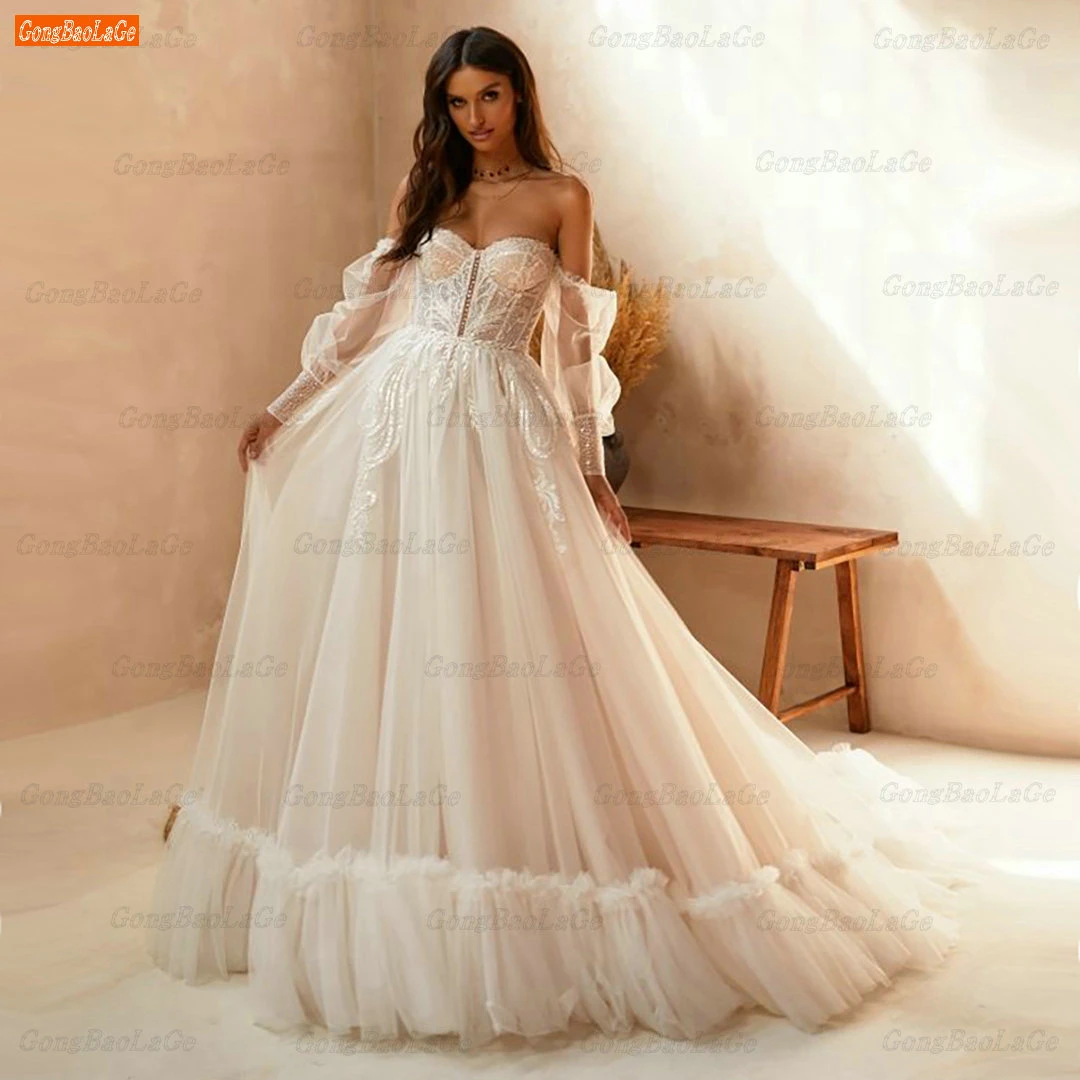 bohemian cream wedding dress