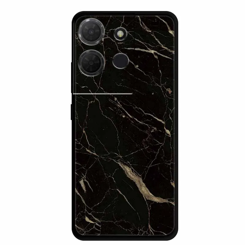 Stylish Black Marble Silicone Phone Cover - Fashionable and Protective TPU Shell