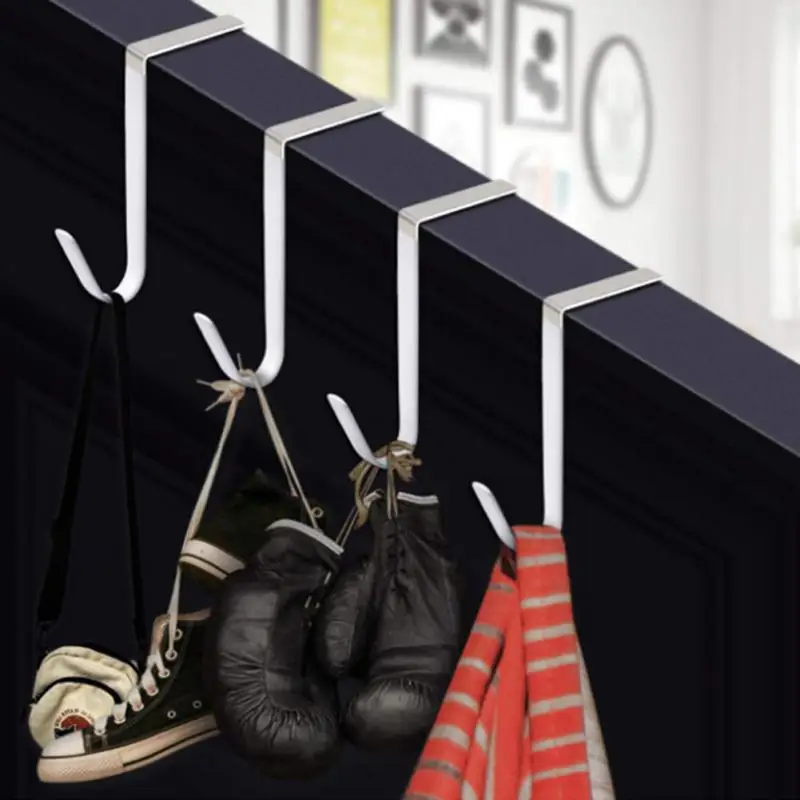 Stainless Steel Punch Free Wreath Decor Holder Door Hanger Hook Door Clamps Back Hook For Hanging Coat Bag Racks Organizer