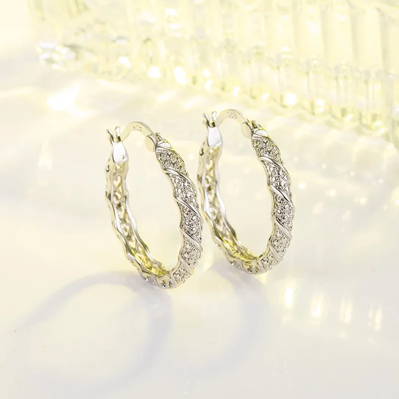 

100% S925 Sterling Silver Aros Mujer Oreja Drop Earrings Females Silver 925 Jewelry Orecchini Diamond Earring Women Girls