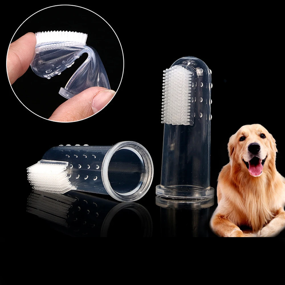 Cat Dog Cleaning Supplies Super Soft Dog Toothbrushes Silica Gel Pet Finger Toothbrush Dog Plus Bad Breath Care Tools