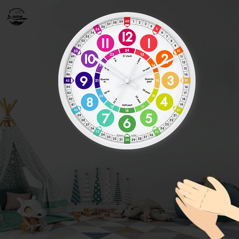 

12 Inch Luminous Wall Clock Voice Control Glow In The Dark Good Night Light Clock Silent Bedroom Living Room Dining Room Study B
