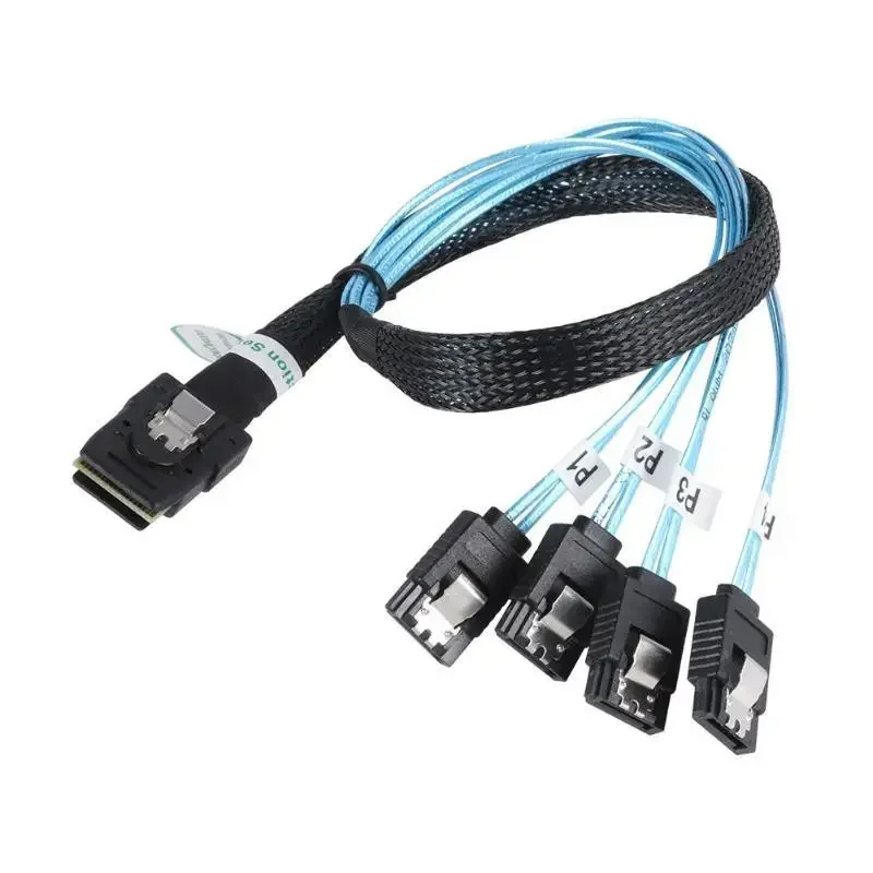 Sas Sata Cabo Mini-sas Sff8087 Cabo de Dados do Disco Rígido Mini Sas 4i Sff8087 36p para Sata 7p 12gbps 50 Centímetros