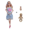 Educational Toy Pregnant Dolls for Children with Two Babies and Random Shoes Accessories Fashion Clothes Gift for Barbie Games 3