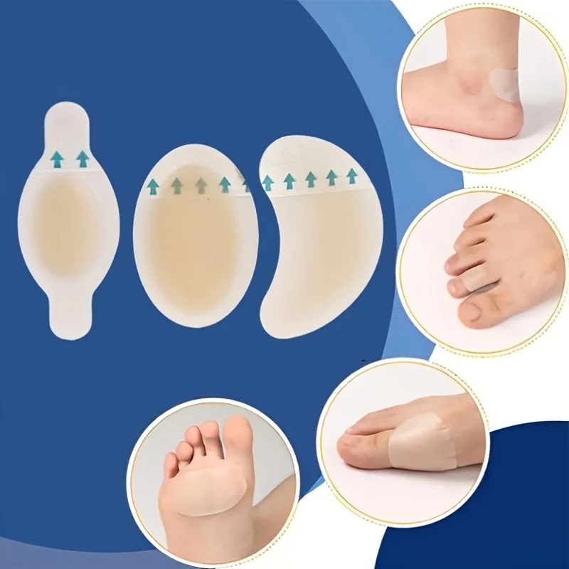 18개 보이지 않는 접착 실리콘 젤 블리스터 패치 - 내구성이 뛰어나고 발 뒤꿈치, 발가락 및 발 피부 보호에 적합