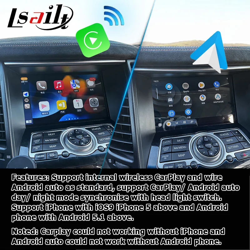 Android carplay HD screen upgrade for Infiniti FX35 FX37 FX50 FX QX70 2008-2017 with video bypass android auto 08IT by Lsailt garmin gps for cars Vehicle GPS Systems