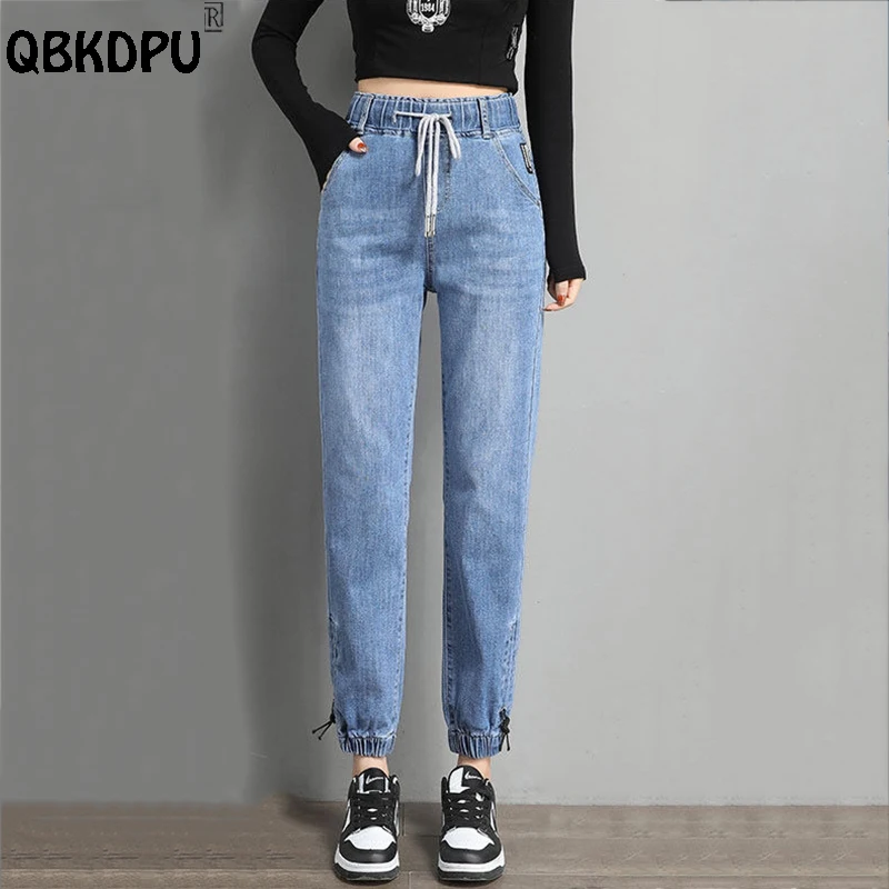 https://ae01.alicdn.com/kf/S7f475e76edbf4961abca0f9e0f7759b5I/Casual-Elastic-High-Waist-Jogger-Jeans-Women-Streetwear-Drawstring-Banded-Harem-Vaqueros-Ankle-Length-Wash-Baggy.jpg