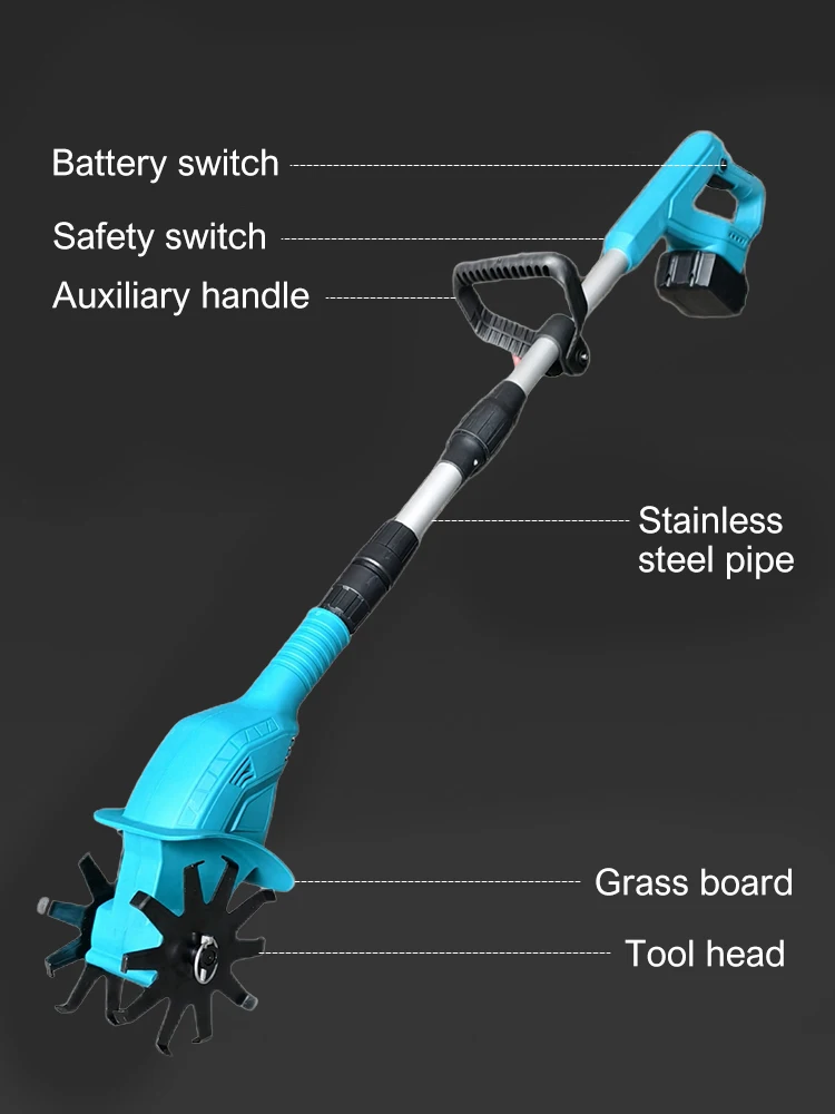 Garden Cultivator Electric Tiller For Makita 21V Battery Powerful 300W Cordless Rotary for Turning Soil