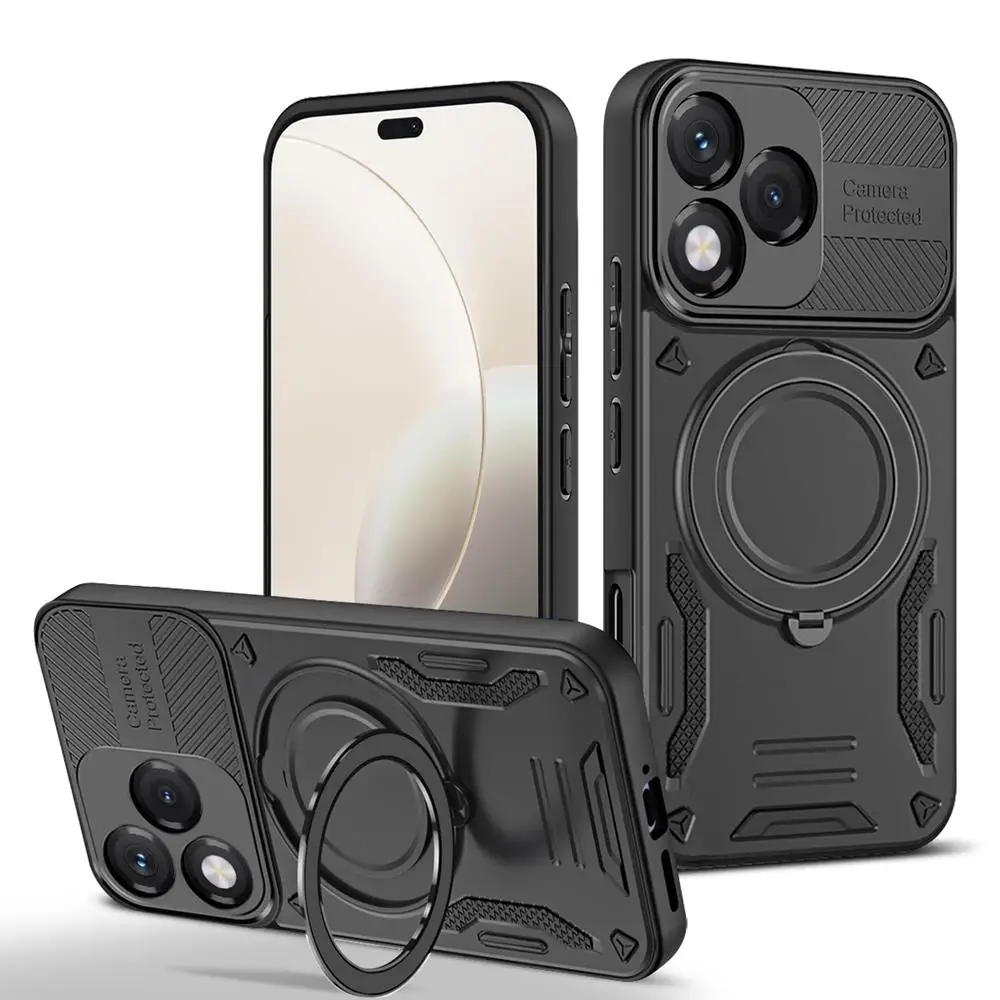 Luxury Armor Magnetic Phone Case with Ring Bracket and Bumper Back Cover
