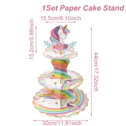 Rainbow Unicorn Birthday Party Supplies - Disposable Tableware and Decorations (Cake stand 2)