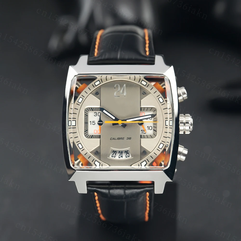 2022Fashion New Men's Color Bar Square Dial Sapphire Mirror Stainless Steel Leather Strap Sports Leisure Waterproof Quartz Watch
