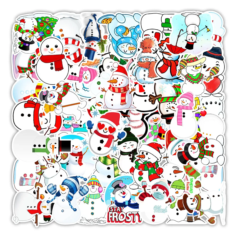 10/30/50PCS Christmas snowman Stickers DIY Bike Travel Luggage Guitar Laptop Waterproof Cool Graffiti Sticker Decals Kid Toys