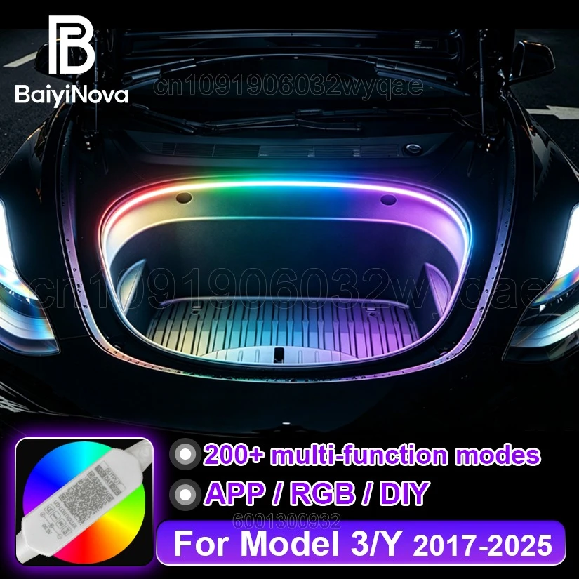 Everything Is Solar Car Front Trunk Light Bar For Tesla MODEL 3 2017-2023 Car Trunk Decoration RGB LED Light For MODEL Y 2018-2025 Car Accessories - Image 1