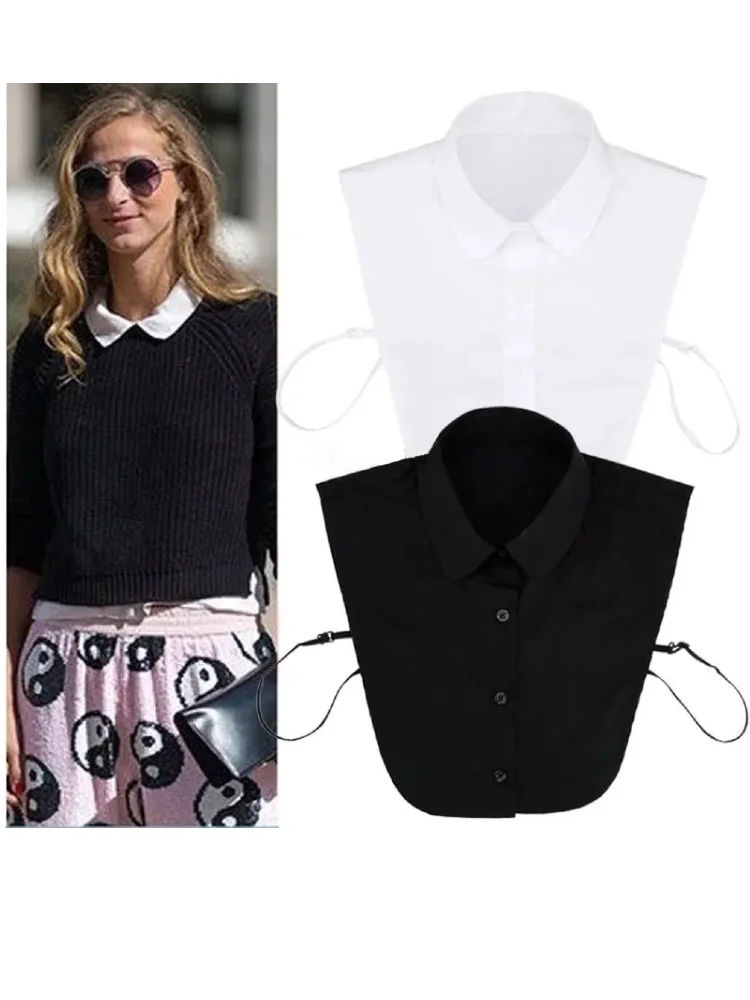 Women's Spring Fall Solid Colour Vertical Small Flip Collar Versatile Shirt Jumper Fashion False Collar shirt jumper