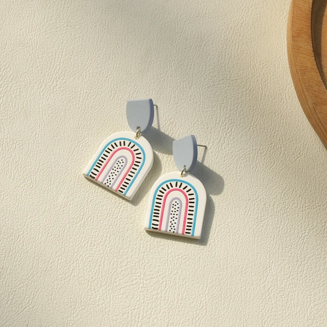Spring Colorful Acrylic Long Dangle Geometric Earrings For Women Jewelry Gifts dangle earrings long earrings acrylic earrings geometric earrings