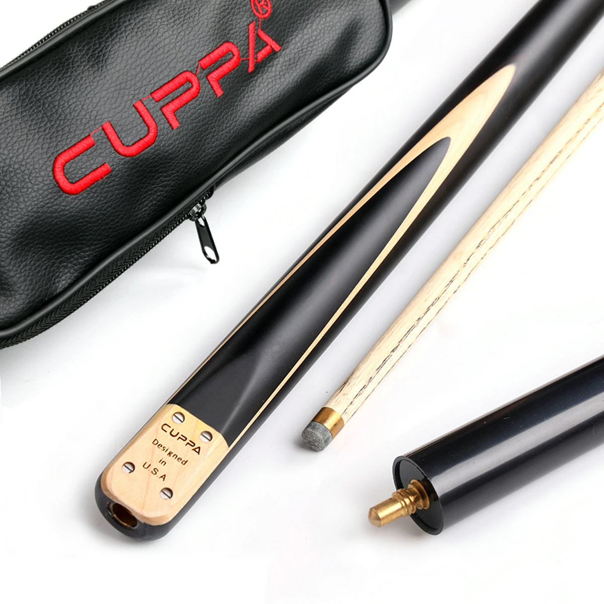 Cuppa 3/4 White Ash Snooker Black 8 Billiard Pool Cue 10mm + Extender