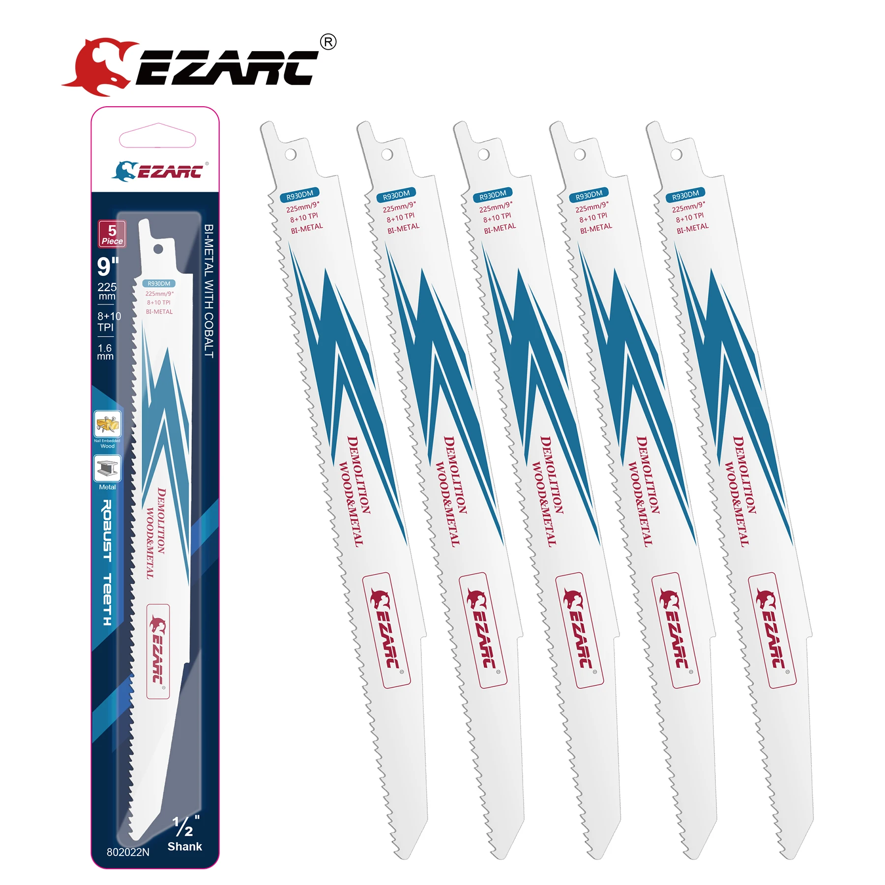 EZARC Multi Cutter Reciprocating Saw Blade 5Pcs Bi Metal Cobalt Sabre