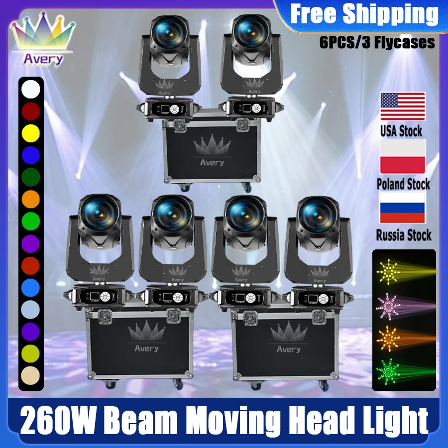 

0 Tax 6Pcs 10R Beam 260w Sharpy 9R Beam 10r Moving Head Light With Flight Case Option LED Moving Head Spot Beam Wash Spot Beam