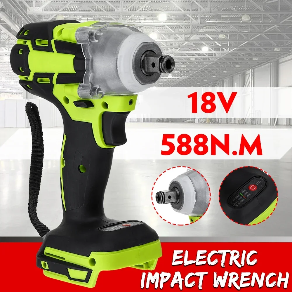 

588N.M 18V Electric Brushless Impact Wrench Rechargeable 1/2 Socket Wrench Power Tool Cordless for Makita Battery