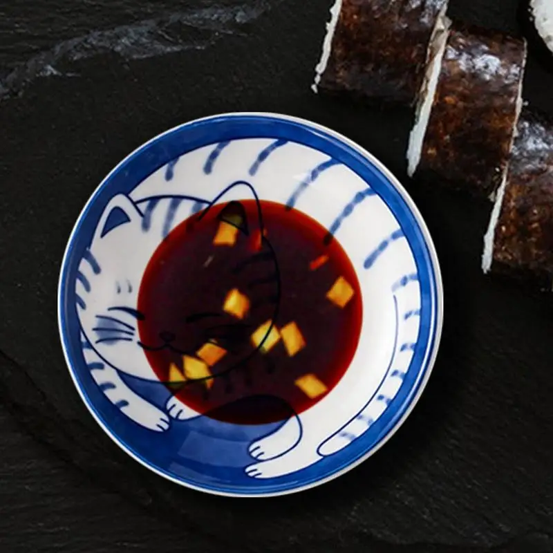 Cat Soy Sauce Dish Small Ceramic Japanese Cat Sauce Dishes Multifunctional Home Dining Table Dipping Dish Cute Appetizer Plates