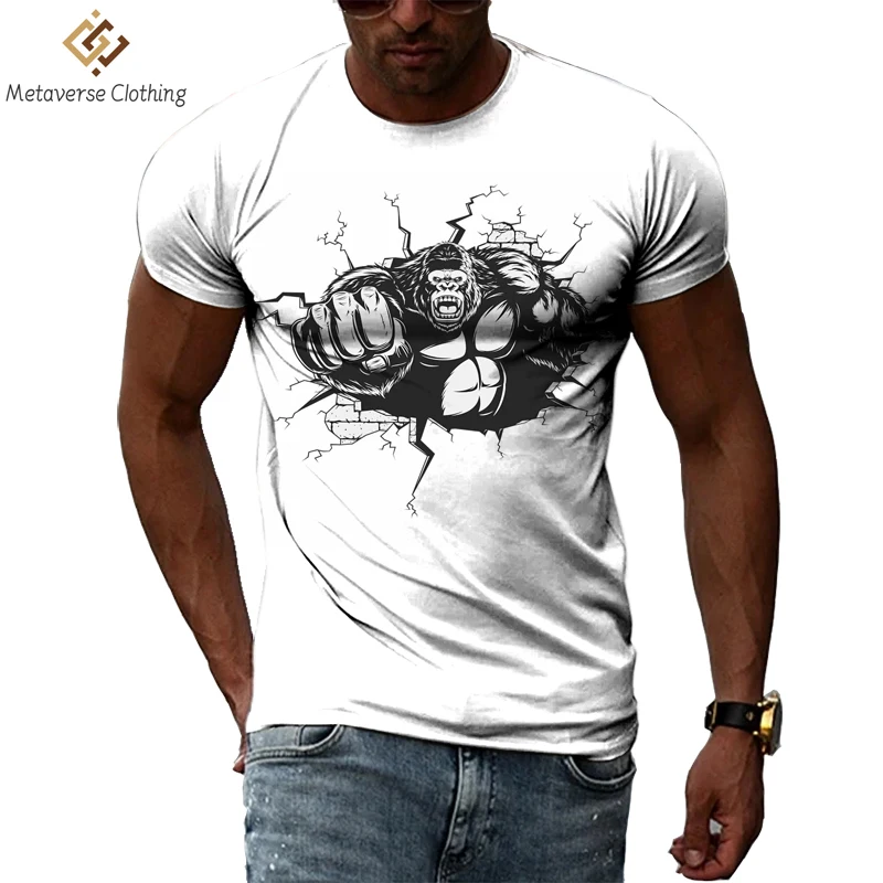 

Футболка мужская с рисунком животного орангутана, модный топ в стиле хип-хоп, красивая Повседневная тенниска с коротким рукавом, лето