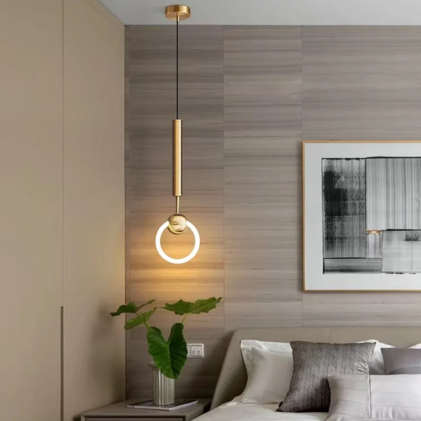 모던 LED 링 펜던트 조명, 침실 침대 옆 욕실 걸이식 조명, 천장 장식 램프, 북유럽 실내 호텔 장식 