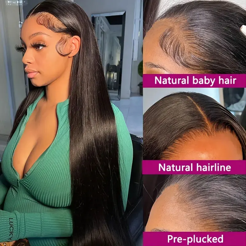 Transparent Straight Lace Frontal Wig 13x4 Lace Front Human Hair Wig PrePlucked Bone Straight Human Hair For Black Women
