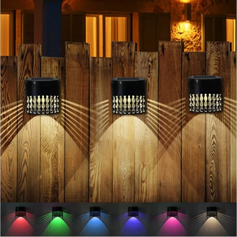 

New Strange Solar Fence Light Fence Light Outdoor Decorative Step Light RGB Wall Light Hollow Style LED