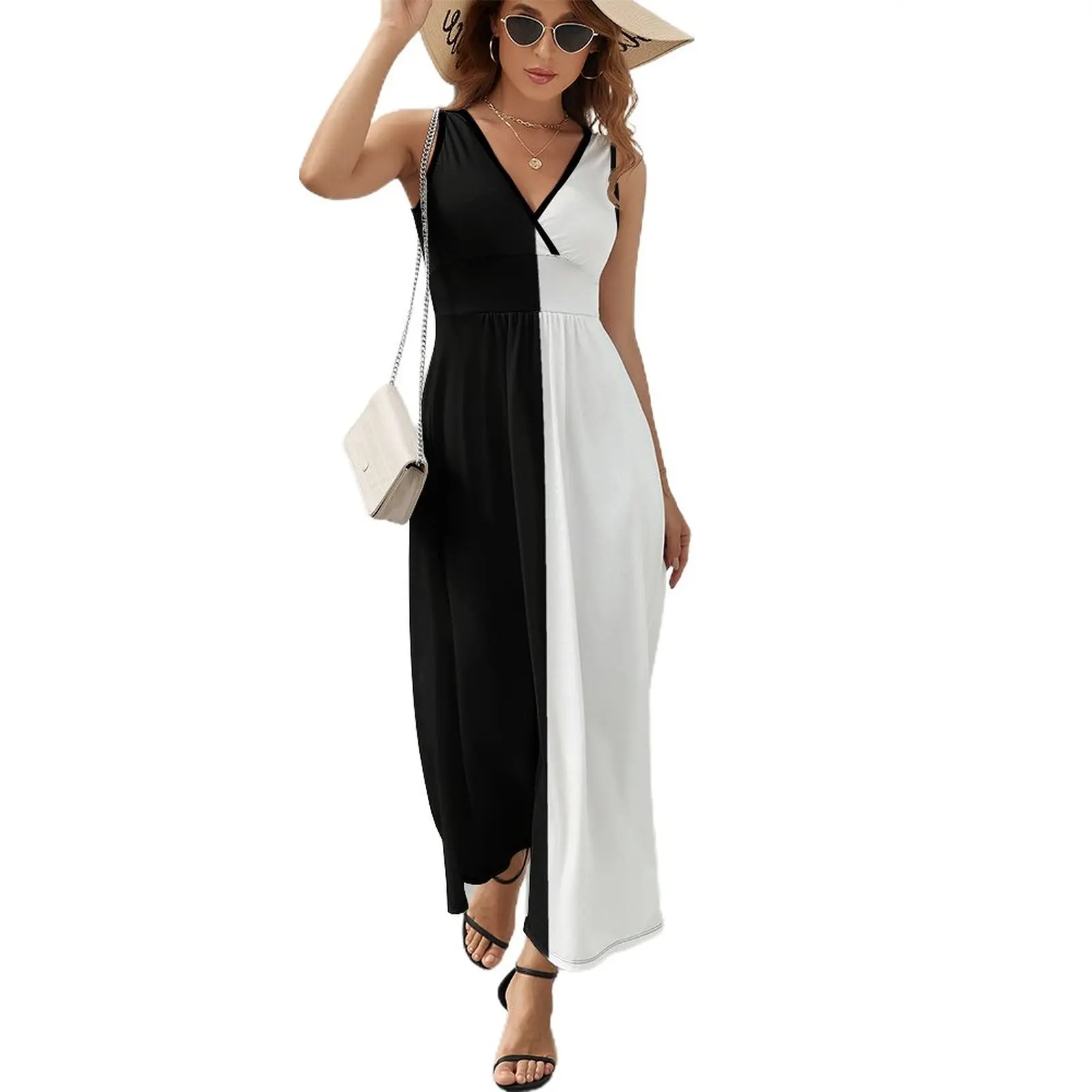 

Half Black Half White Sleeveless Dress women clothing 2023 new arrivals dresses for woman dresses women summer 2023